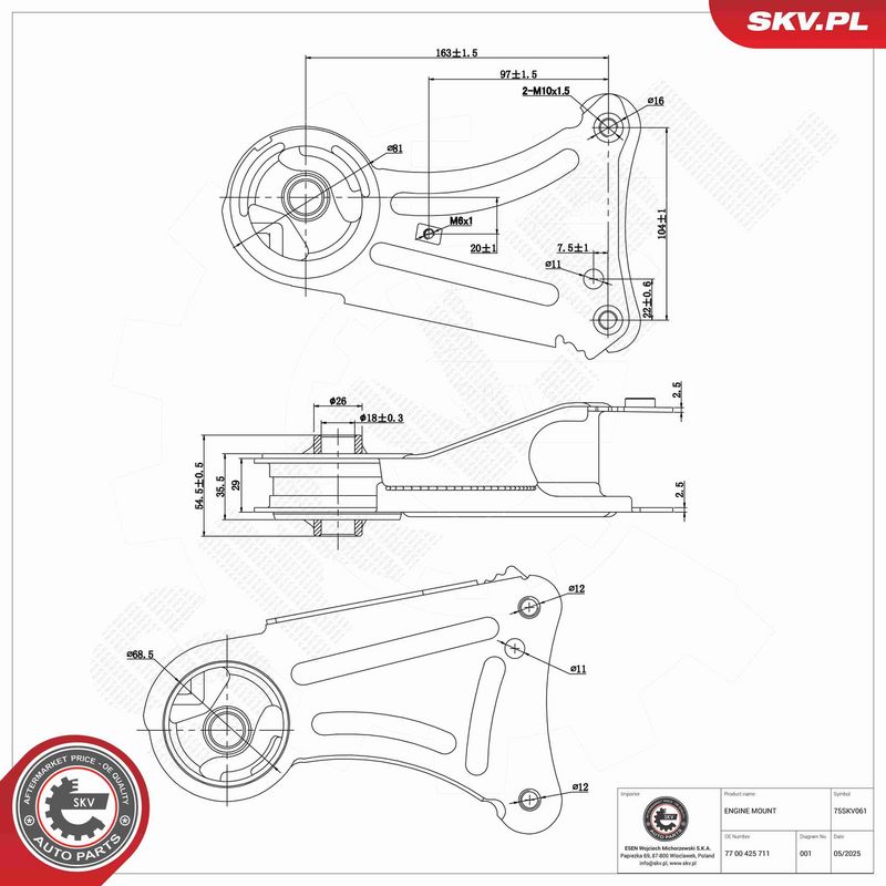 ESEN SKV 75SKV061 Mounting, engine