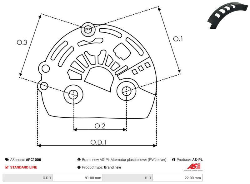AS-PL APC1006 Protective Cap, alternator