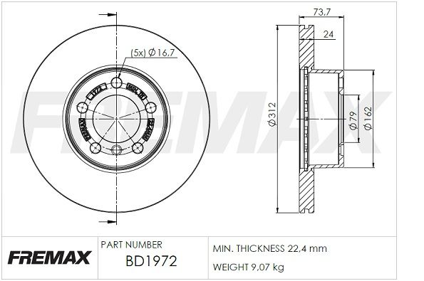 FREMAX BD-1972 Stabdžių diskas