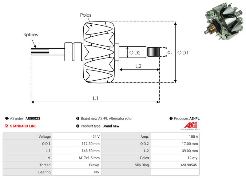 AS-PL AR5002S Rotor, alternator