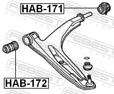 FEBEST HAB-171 Mounting, control/trailing arm