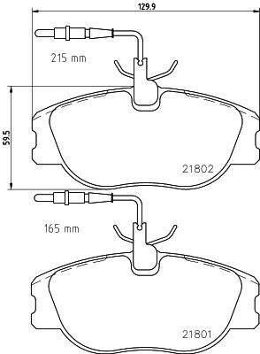 Комплект гальмівних накладок, дискове гальмо, Hella 8DB355018-171