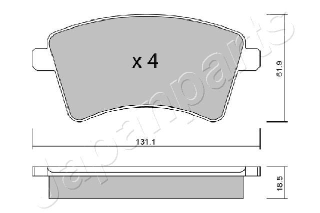 Комплект гальмівних накладок, дискове гальмо, Japanparts PA-0720AF