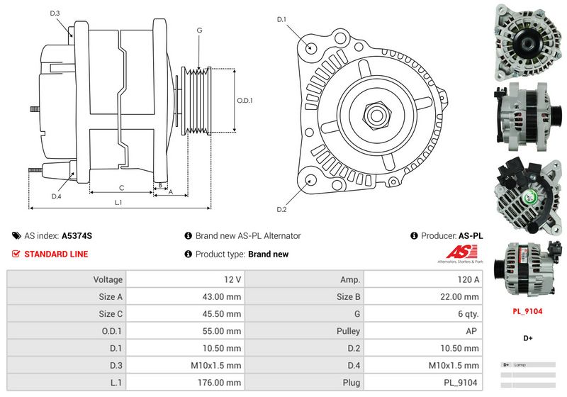 AS-PL A5374S Alternator