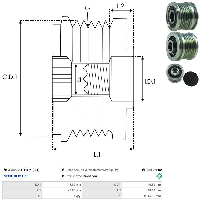 AS-PL AFP3021(INA) Alternator Freewheel Clutch
