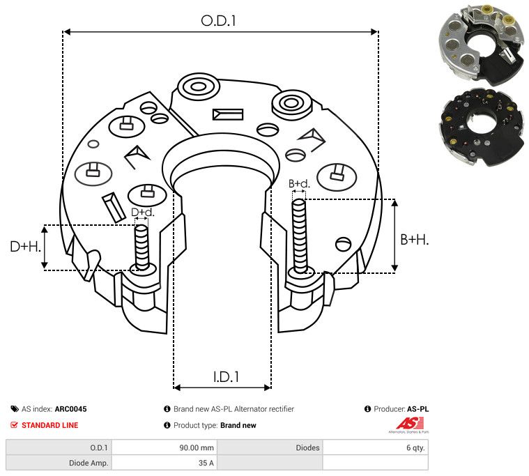 AS-PL ARC0045 Rectifier, alternator