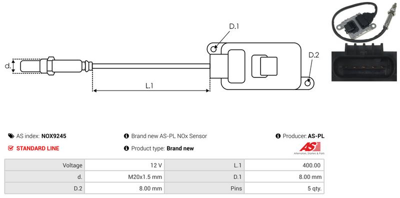 AS-PL NOX9245 NOx Sensor, urea injection