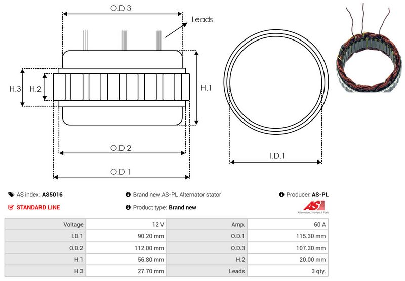 Staator, generaator, AS-PL AS5016