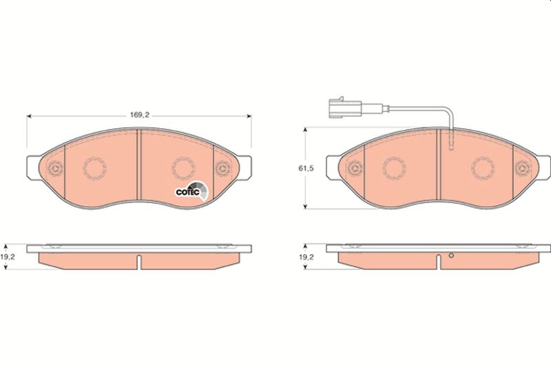 Колодка гальм. диск. CITROEN/PEUGEOT JUMPER/BOXER передн. (вир-во TRW)