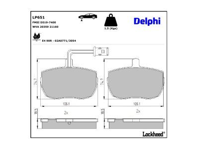DELPHI LP651 - Brake Pad Set, disc brake