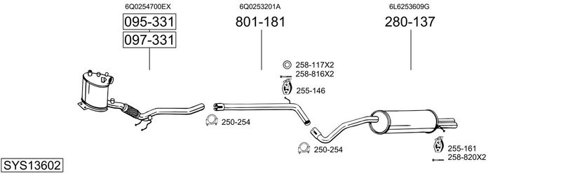 BOSAL kipufogórendszer SYS13602