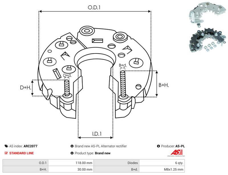 AS-PL ARC2077 Rectifier, alternator