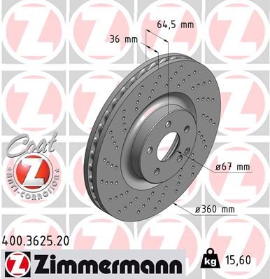 Гальмівний диск, Zimmermann 400.3625.20