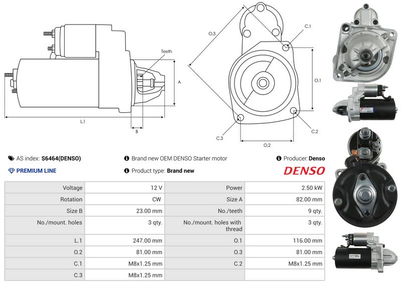 AS-PL S6464(DENSO) Starter