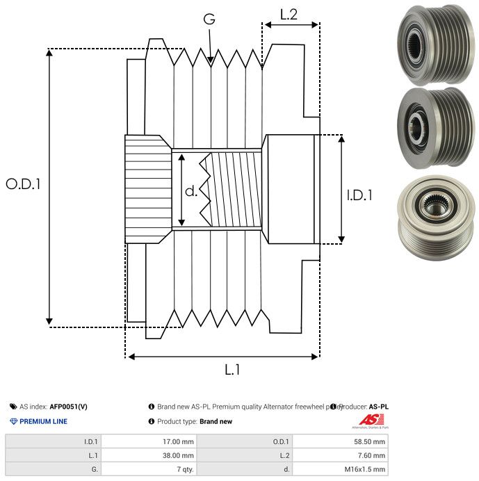 AS-PL AFP0051(V) Alternator Freewheel Clutch