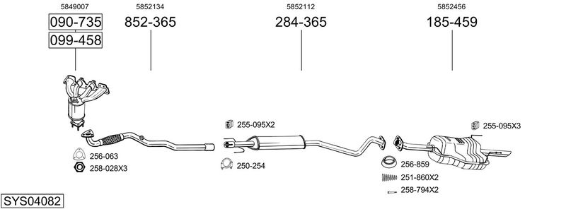 BOSAL kipufogórendszer SYS04082