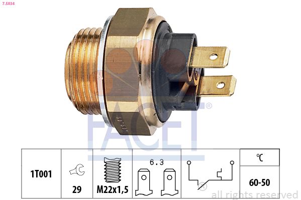 FACET Temperatuurschakelaar, radiateurventilator 7.5034