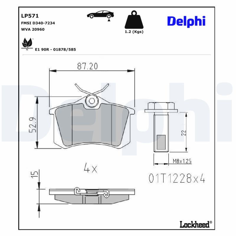 Piduriklotsi komplekt, ketaspidur, DELPHI LP571