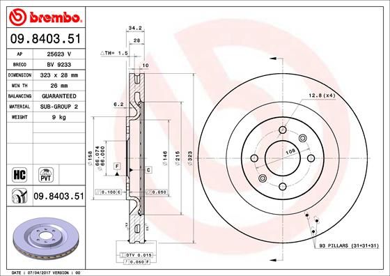 BREMBO Remschijf 09.8403.51