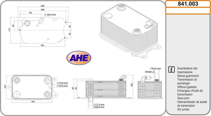 AHE 841.003 - Oil Cooler, engine oil