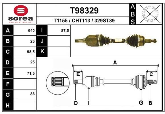 EAI hajtótengely T98329