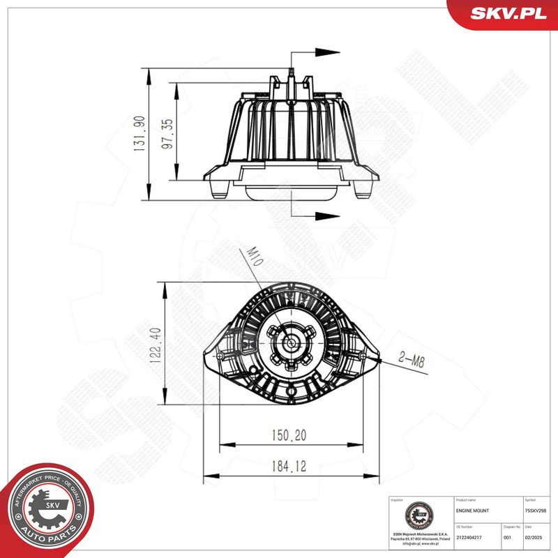 Paigutus, Mootor, ESEN SKV 75SKV298