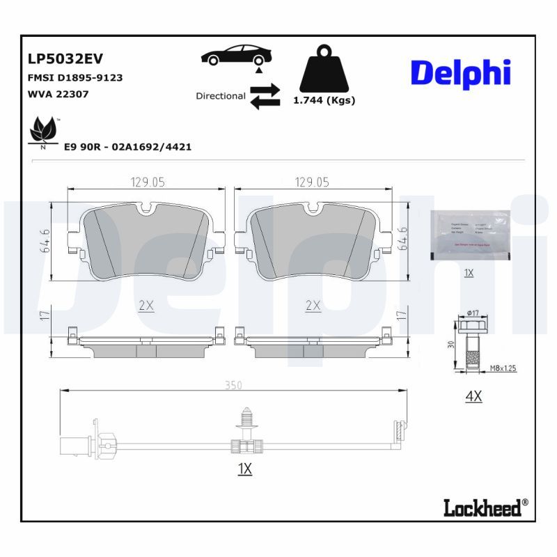 DELPHI LP5032EV Brake Pad Set, disc brake