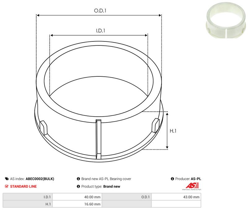 AS-PL ABEC0002(BULK) Protective Cap, alternator