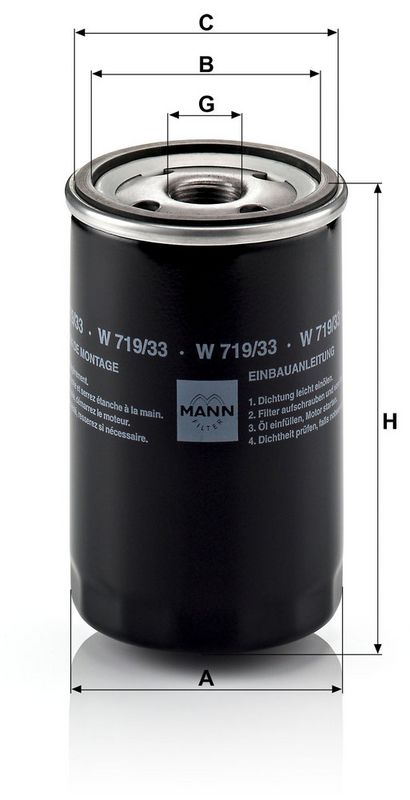Õlifilter, MANN-FILTER W 719, 33