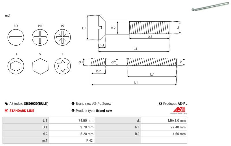 AS-PL SRS6030(BULK) Repair Set, alternator