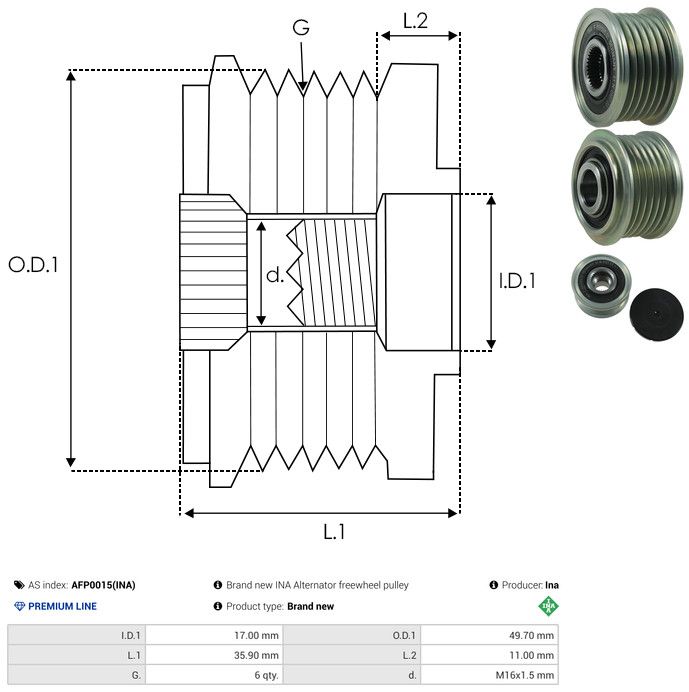 AS-PL AFP0015(INA) Alternator Freewheel Clutch