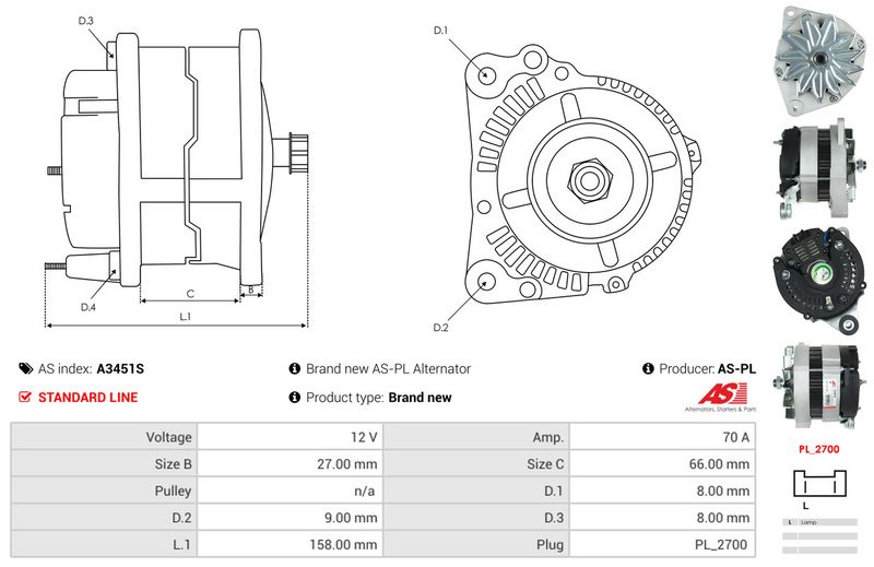 AS-PL A3451S Alternator