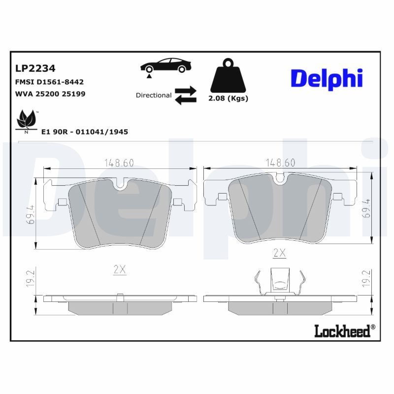 Piduriklotsi komplekt, ketaspidur, DELPHI LP2234