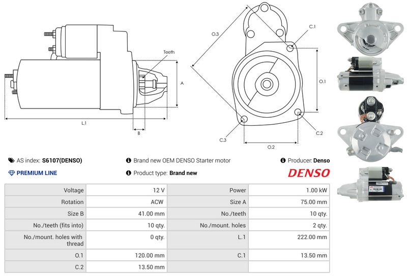Starter, AS-PL S6107(DENSO)