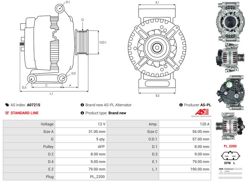 AS-PL A0721S Alternator