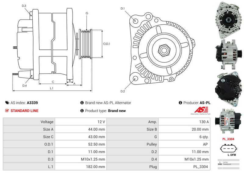 AS-PL A3339 Alternator