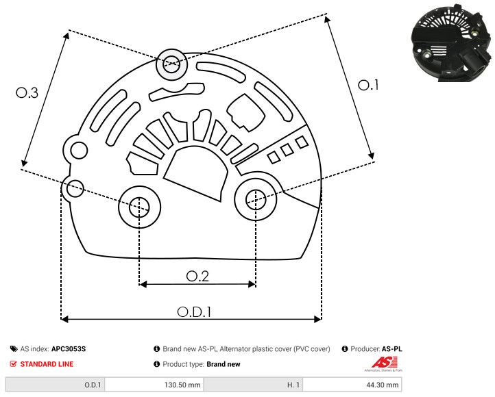 AS-PL APC3053S Protective Cap, alternator