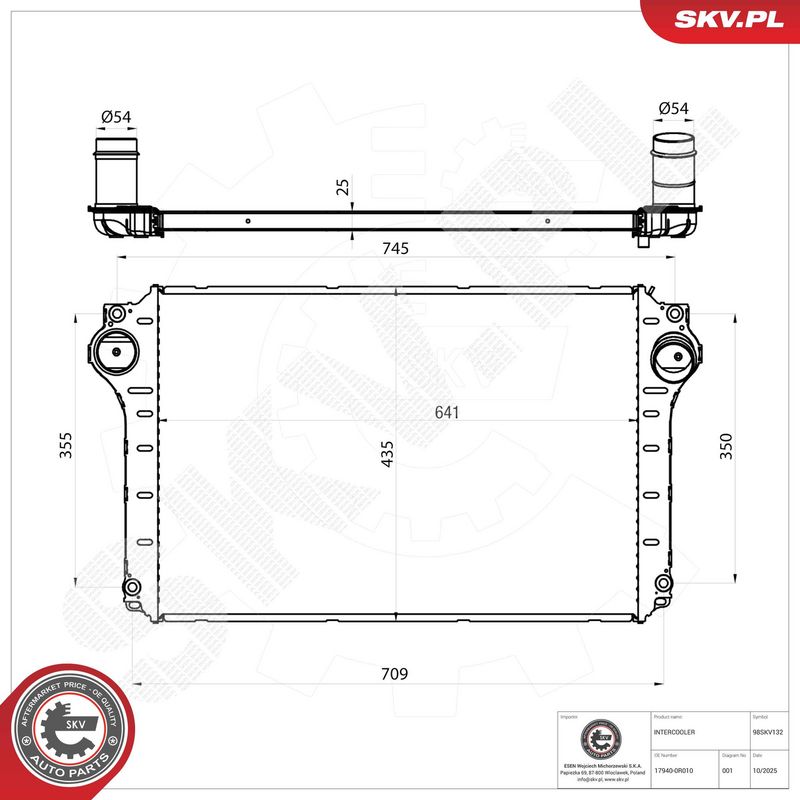 Kompressoriõhu radiaator, ESEN SKV 98SKV132