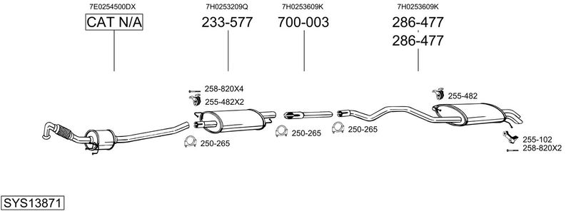 BOSAL kipufogórendszer SYS13871