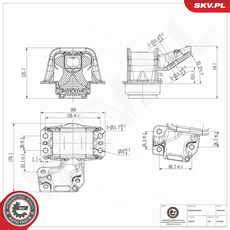 ESEN SKV 75SKV357 Mounting, engine