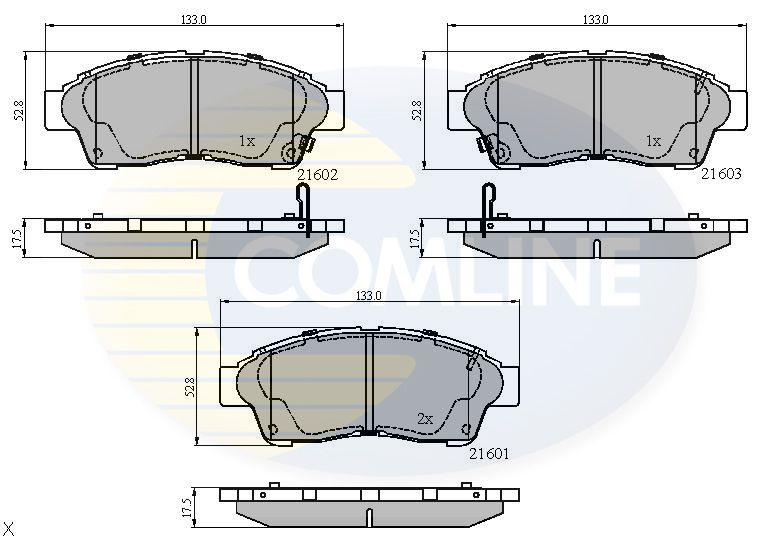 Комплект гальмівних накладок, дискове гальмо, Comline CBP3260