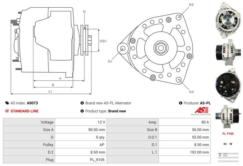 AS-PL A9073 Alternator