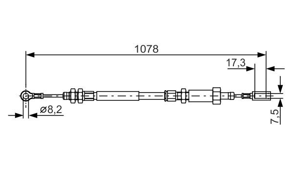 Тросовий привод, стоянкове гальмо, PSA/FIAT JUMPER/BOXER/DUCATO 94- 1070mm, Bosch 1987482002