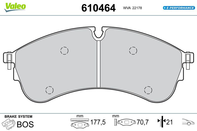 Valeo Brake Pad Set, disc brake 610464