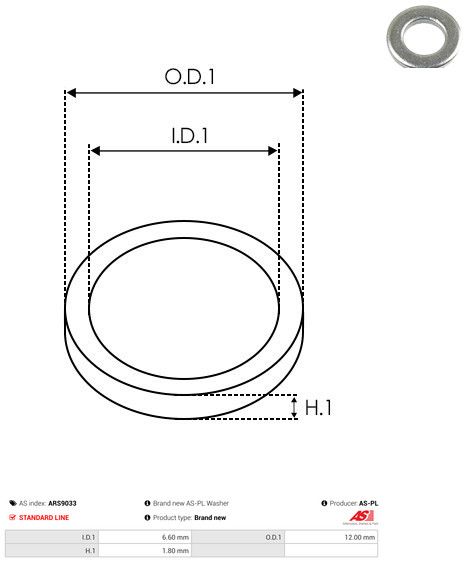 Remondikomplekt, generaator, AS-PL ARS9033