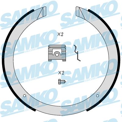 Комплект гальмівних колодок, стоянкове гальмо, Samko 81098