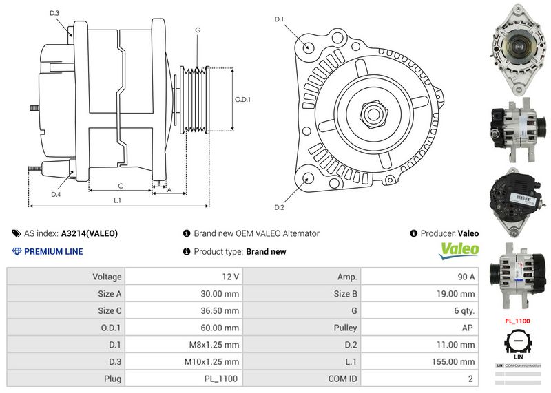 AS-PL A3214(VALEO) Alternator