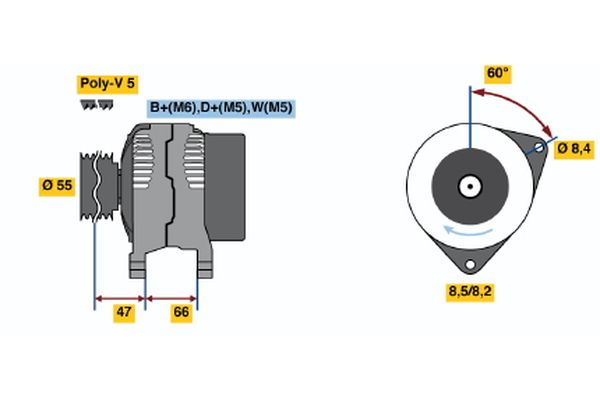 Bosch Alternator 0 986 044 741