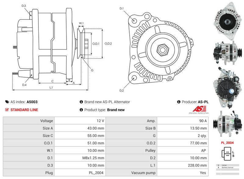AS-PL A5003 Alternator