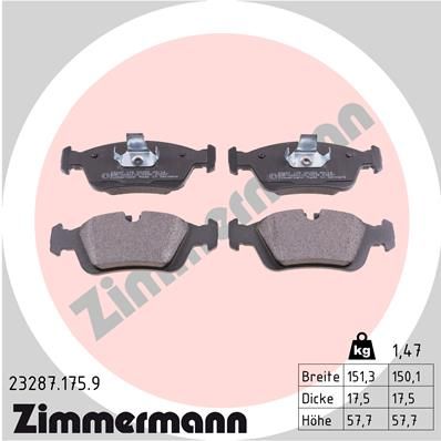 Комплект гальмівних накладок, дискове гальмо, Zimmermann 23287.175.9